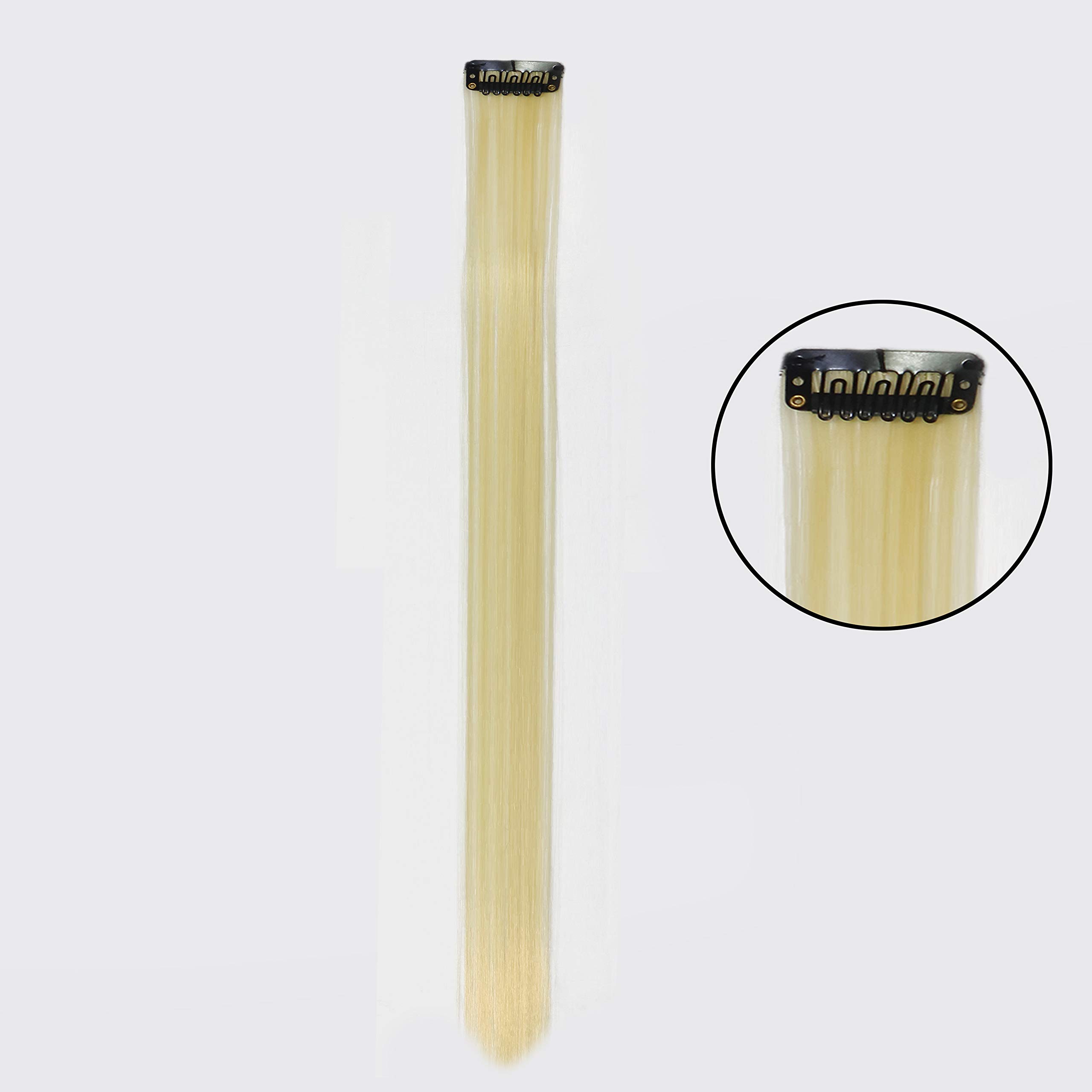 Rapidsflow® Colored Hair Streak Extensions for Women & Girls - 100% Real Human Hair Highlights - Curly Blonde #1 - Perfect for Parties, Cosplay & Daily Styling