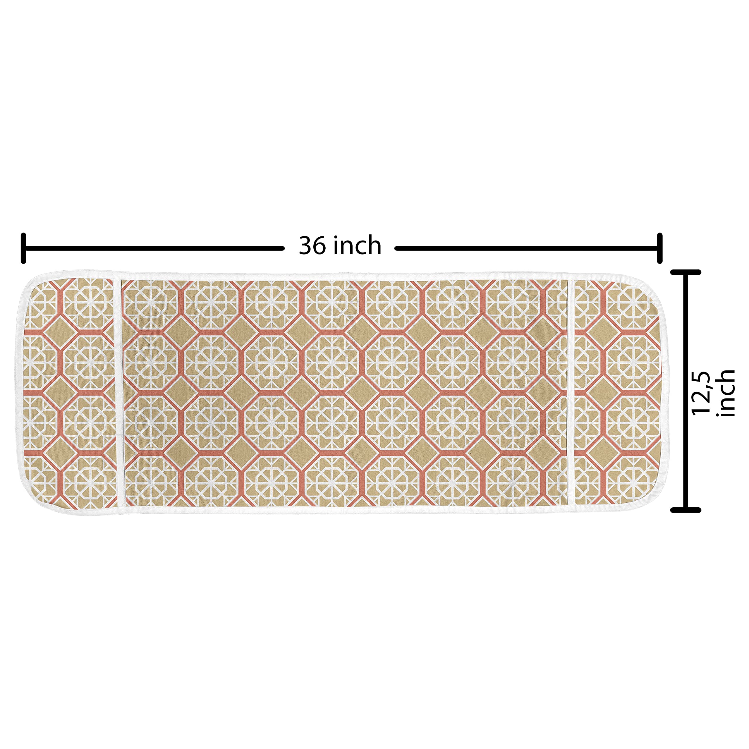 Ambesonne Oriental Microwave Oven Cover - Traditional Ethnic Ottoman Ceramic Art Style Turkish Geometric Motif - Waterproof Kitchen Organizer with Pockets - 36