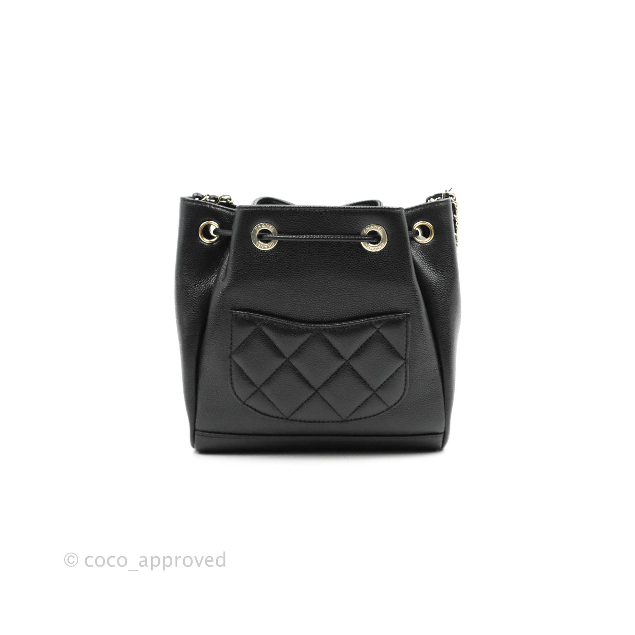 Chanel Business Affinity Drawstring Bucket Bag - Black Caviar Leather with Gold Hardware (21P Collection) | Luxury Crossbody Handbag for Work, Travel & Everyday Use