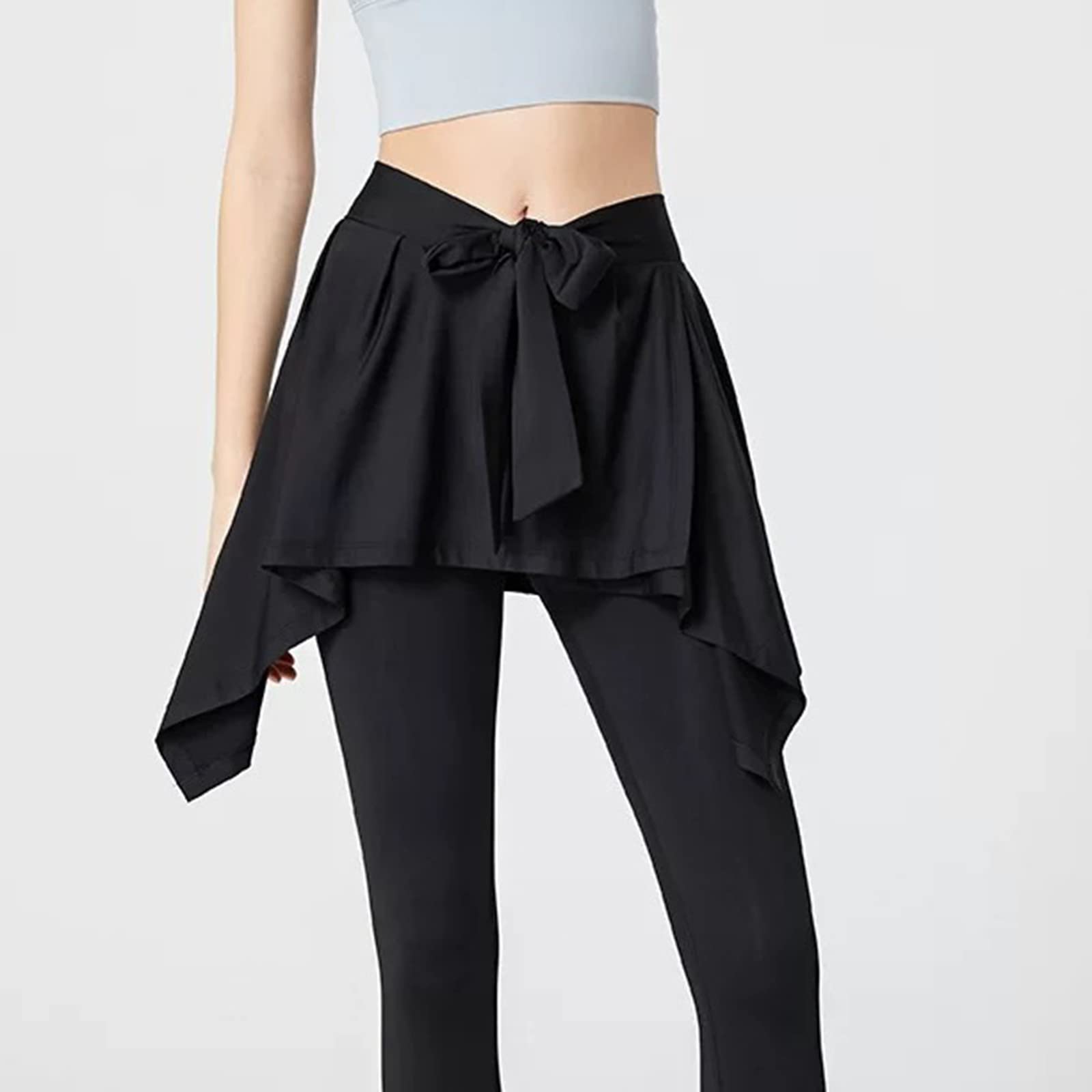Plus Size 2-in-1 Skirted Leggings - High Waisted Yoga Pants for Workout & Running
