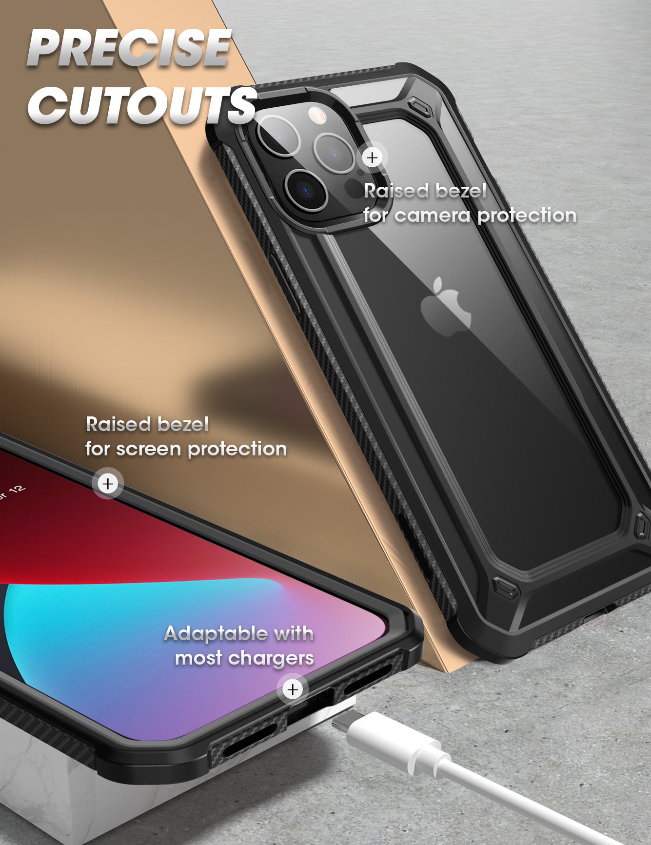 iPhone 12 Pro Max 6.7 inch Case - Unicorn Beetle Pro EXO Series Rugged Clear Protective Cover with Built-in Screen Protector | Shockproof, Drop Protection for Everyday Use & Outdoor Activities