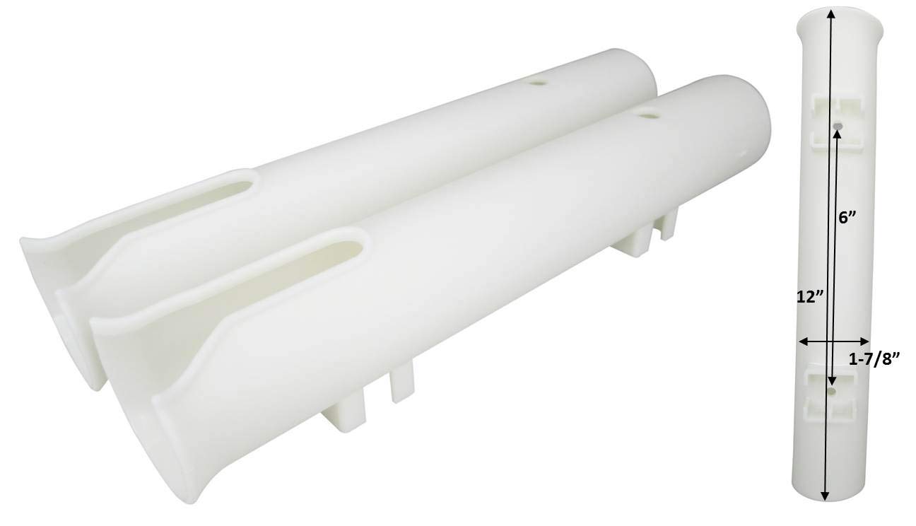 Pactrade Marine Fishing Rod Holder - 2-Pack Single Tube Wall Mount Rack, UV-Resistant Boat & Kayak Rod Storage System for Garage, Dock & Outdoor Use - White