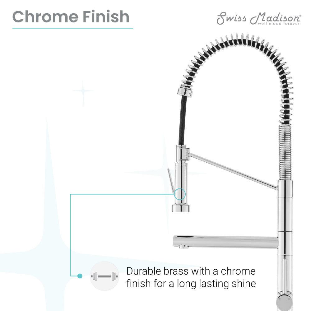Novuet Single Handle Pull Down Kitchen Faucet with Pot Filler - Chrome Finish for Modern Kitchens | High Arc Spout for Easy Cooking & Cleaning