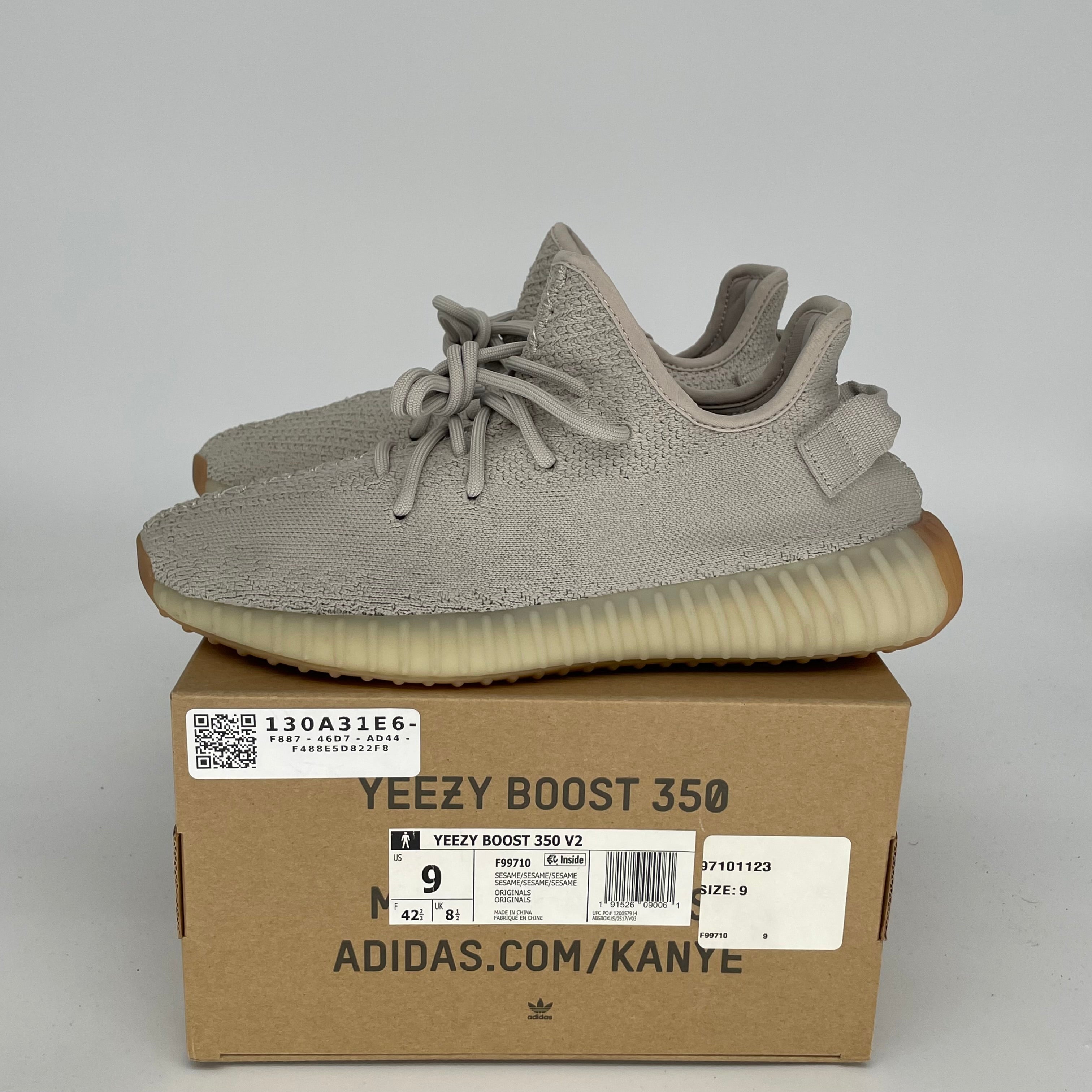 Adidas Yeezy Boost 350 V2 'Sesame' Sneakers - Men's Size 9 [Style Code F99710] | Comfortable Running Shoes & Casual Streetwear for Everyday Wear