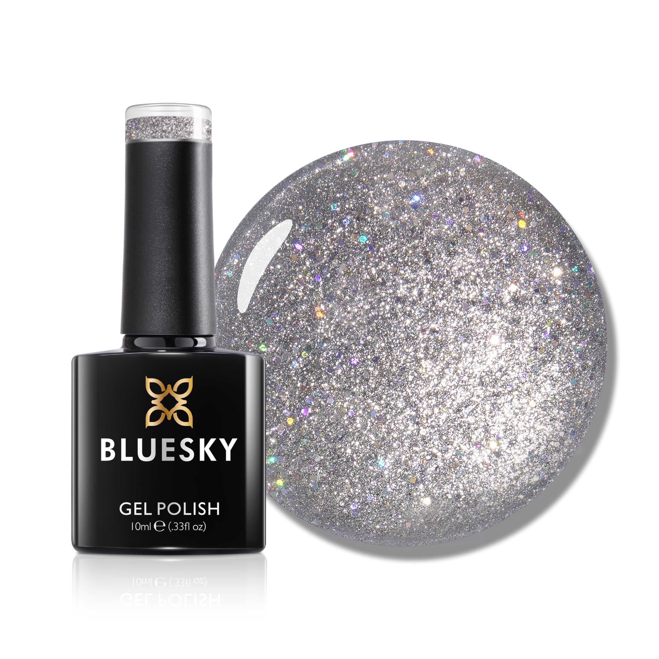 Bluesky Gel Nail Polish - Galaxy Silver Long Lasting Chip Resistant Nail Lacquer - 10ml UV LED Lamp Required - Perfect for Manicures, Nail Art & Salon Use