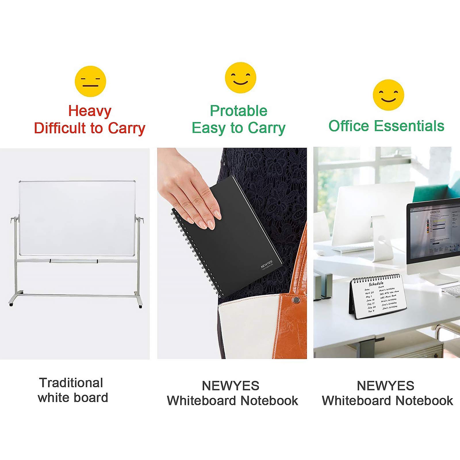 NEWYES A4 Dry Erase Whiteboard Notebook - Reusable Meeting Notebook for Office, Business & Home Use | Perfect for Brainstorming, Presentations & Daily Planning