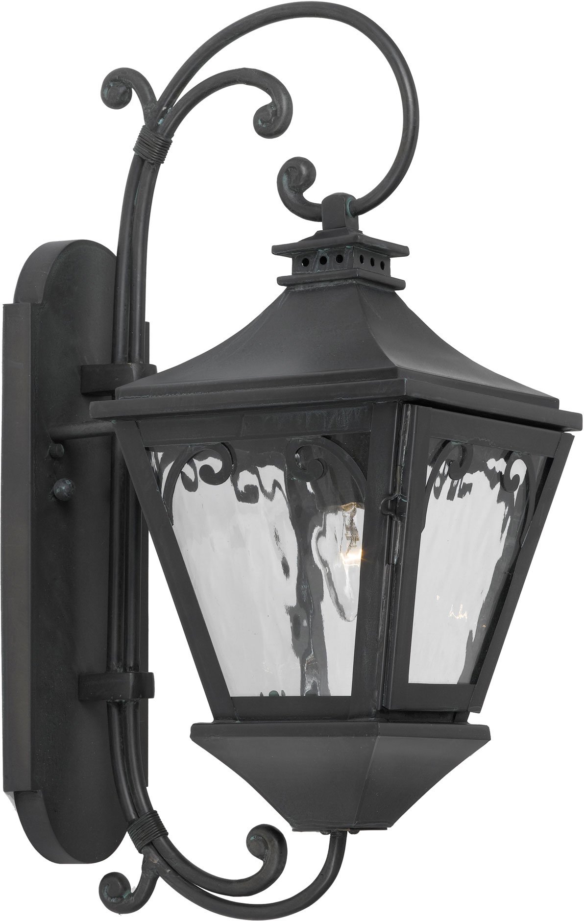 Elk 6710-C 8x20 Inch Manor 1-Light Outdoor Wall Lantern with Water Glass Shade, Charcoal Finish - Elegant Exterior Lighting for Porch, Patio, Garden & Entryway