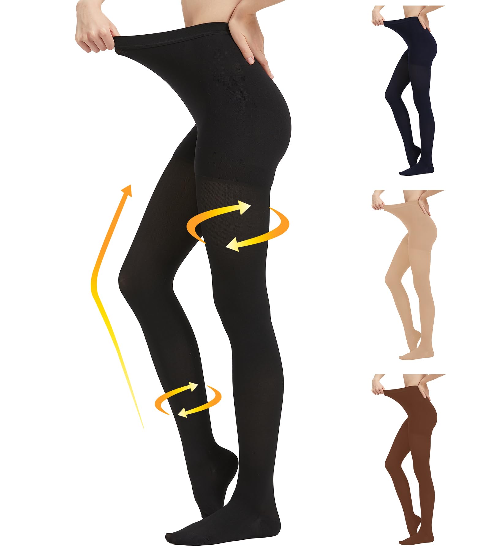 MGANG Medical Compression Pantyhose for Women & Men - 15-20 mmHg Firm Support, Closed Toe Opaque Leggings for Varicose Veins, Edema & DVT Relief - Waist High Circulation Stockings (Black) - Perfect for Travel, Work & Post-Surgery Recovery