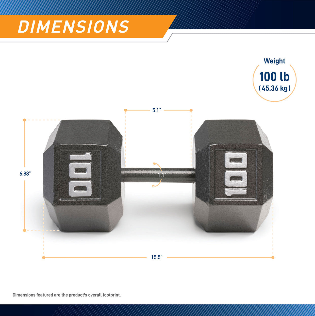 Marcy 100lb Hex Dumbbell Set - Premium Cast Iron Free Weight for Strength Training, Home Gym & CrossFit Workouts | Perfect for Muscle Building, Weightlifting & Fitness Enthusiasts