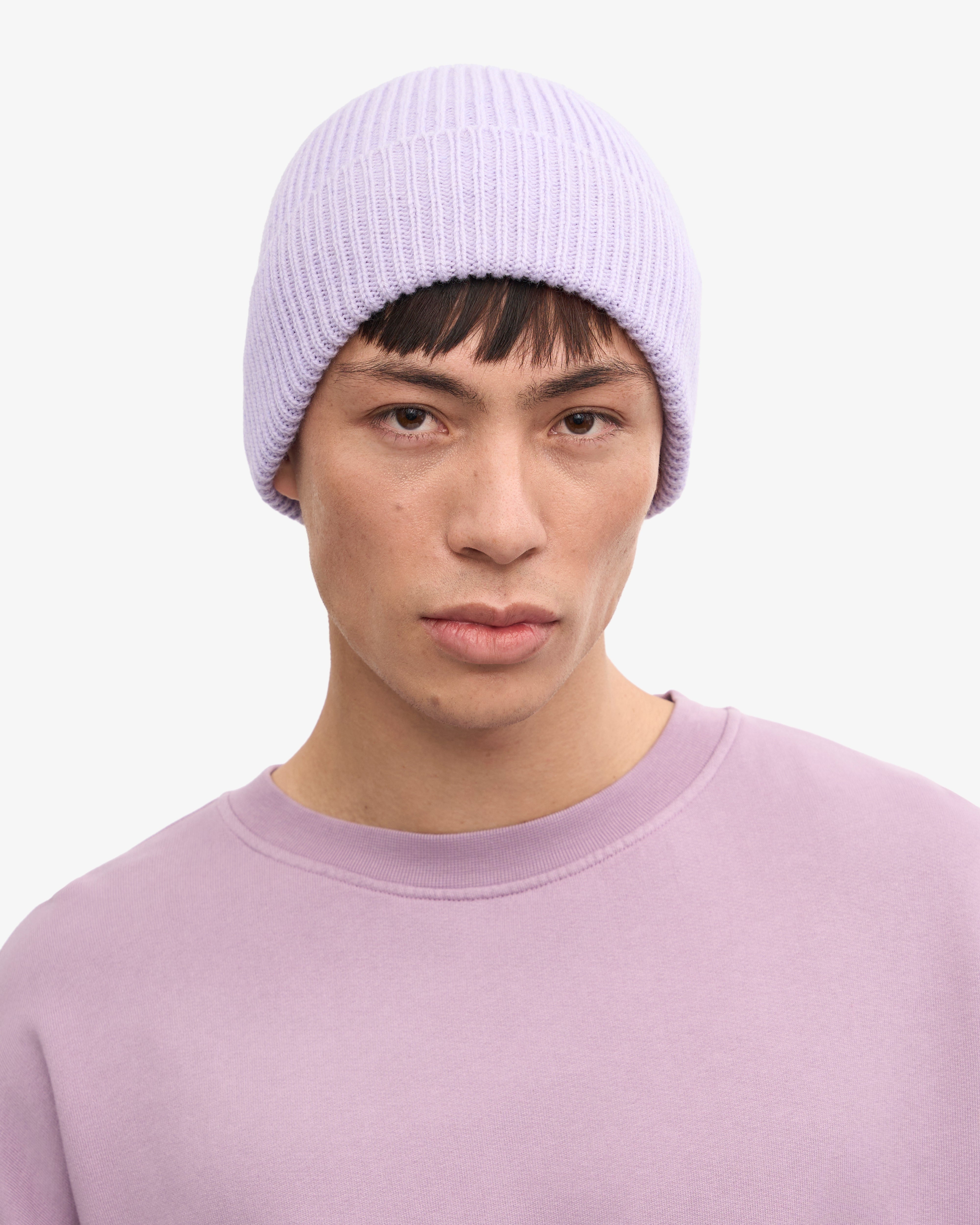 Soft Lavender Merino Wool Beanie for Women & Men - Warm Winter Hat for Skiing, Hiking & Outdoor Activities