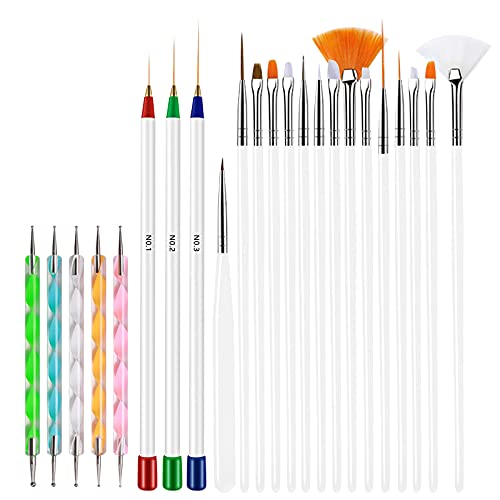 Ankeer 23pcs Professional Nail Art Brush Set - Acrylic Liner, Dotting, Carving & French Tip Brushes for Nail Painting, Design & DIY Manicures | Perfect for Salon, Home Use & Nail Art Enthusiasts