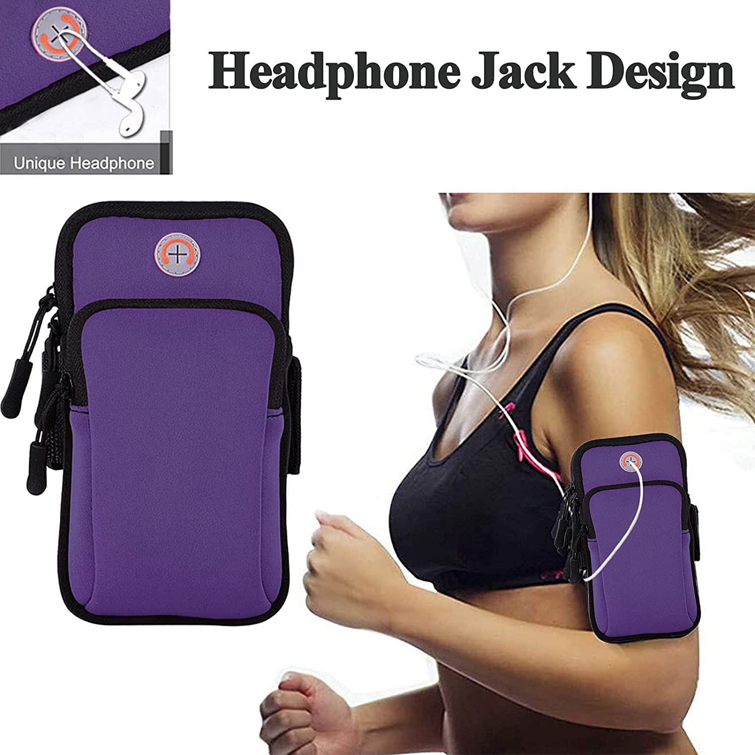 Running Armband Phone Holder for iPhone 11-16 Series & Galaxy S21-S25 - Adjustable Workout Armband with Key Pocket - Perfect for Jogging, Gym, Cycling & Outdoor Sports