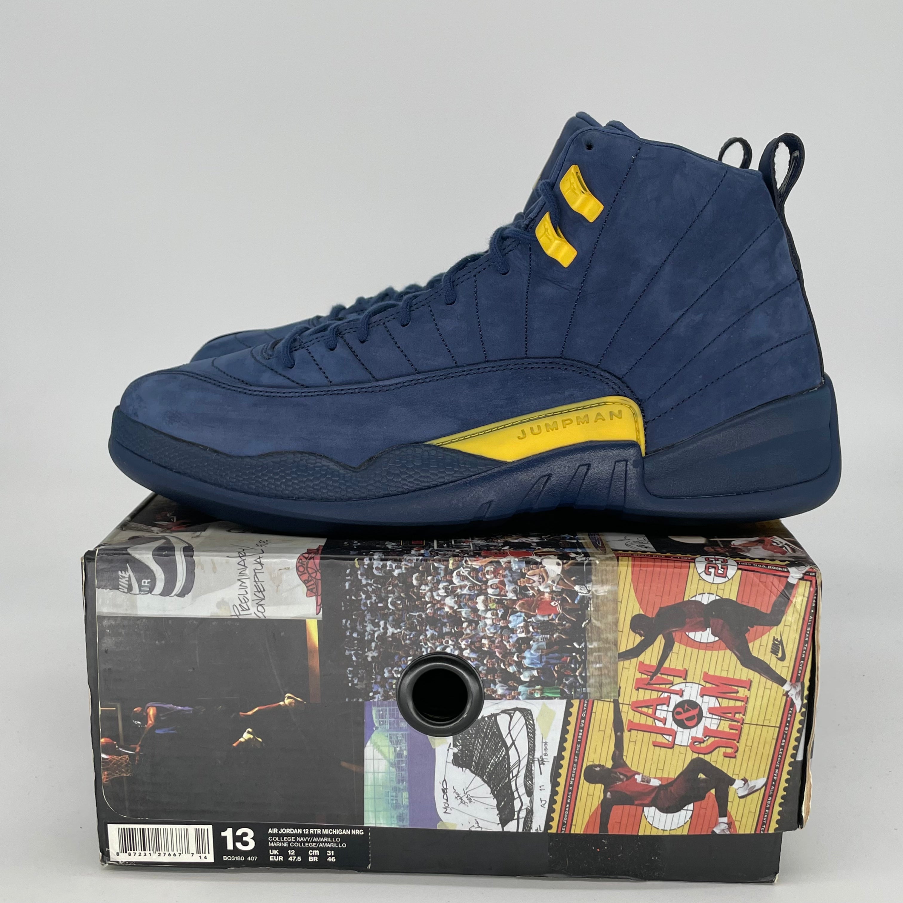 AIR JORDAN 12 Michigan Basketball Shoes Men's Size 13 - BQ3180-407 | Retro Sneakers for Basketball, Streetwear & Casual Outfits