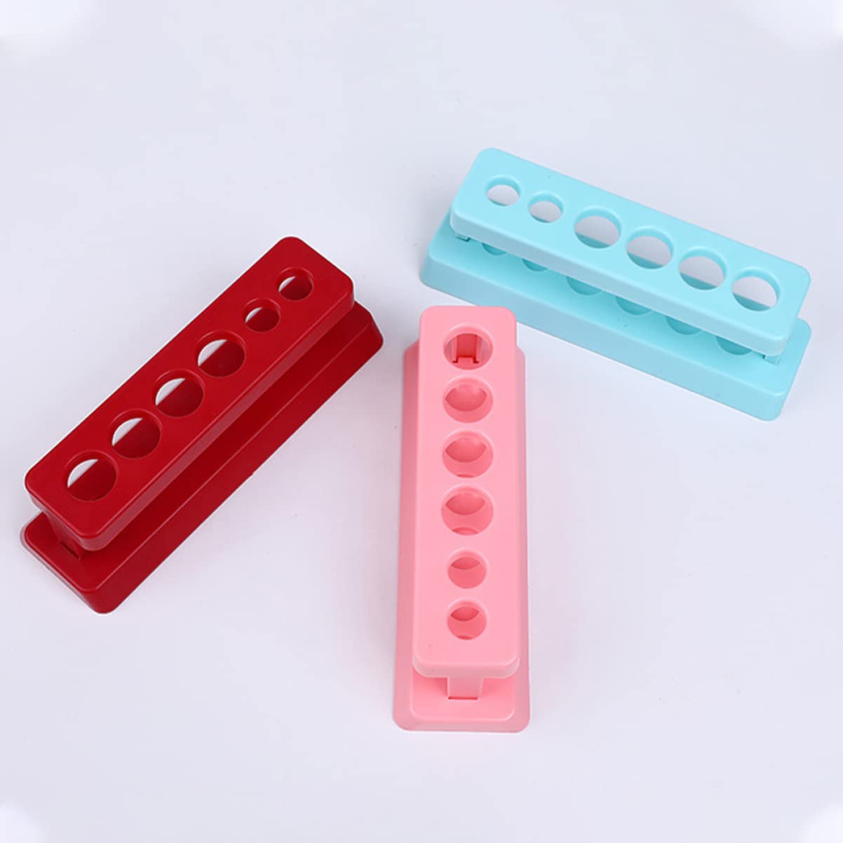 ULTECHNOVO 6-Piece Plastic Test Tube Rack Set - Durable Lab Tube Holder for Test Tubes & Boiling Tubes, Earth Tone Organizer for Chemistry Experiments & Science Classrooms (Perfect for School Labs & Home Science Projects)