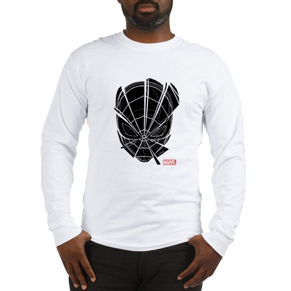 Spider-Man Black Mask Long Sleeve T-Shirt for Men - Marvel Superhero Graphic Tee | Perfect for Cosplay, Halloween & Comic Con