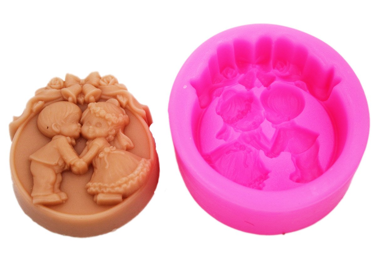 Longzang Wedding Kiss Silicone Mold for DIY Soap Making - Heart-Shaped Craft Mold for Handmade Soap, Candles & Resin Art (S034) - Perfect for Wedding Favors, Bridal Showers & Romantic Gifts