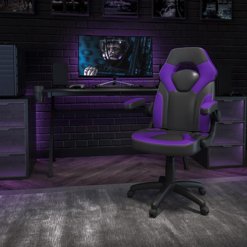 FLASH X10 Gaming Racing Ergonomic Leather Computer Chair - Adjustable Swivel Office Chair with Flip-Up Arms for PC Gaming, Esports & Home Office Workspace