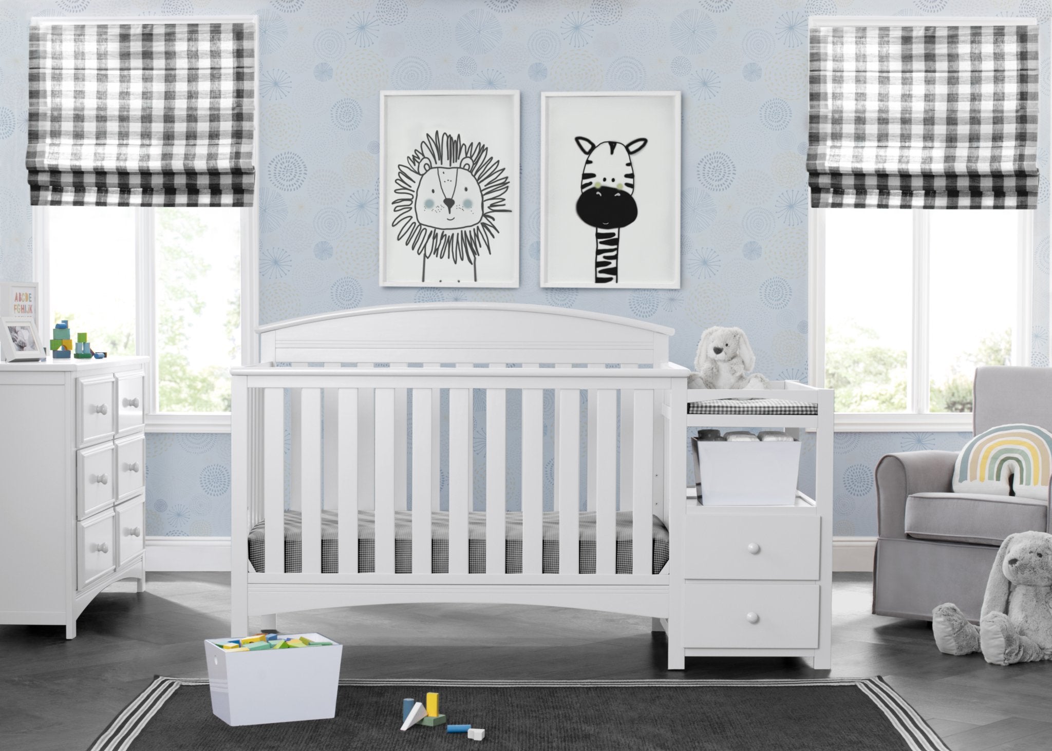 Abby Convertible Baby Crib with Changing Table - 3-in-1 Nursery Furniture for Newborns & Toddlers - Perfect for Small Spaces & Modern Nurseries