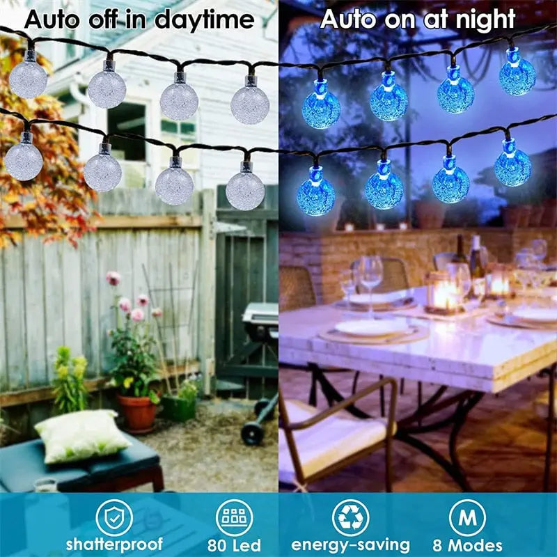 Solar Powered Dimmable LED Outdoor String Lights - Waterproof Fairy Lights for Patio, Garden, Backyard, Wedding & Party Decor