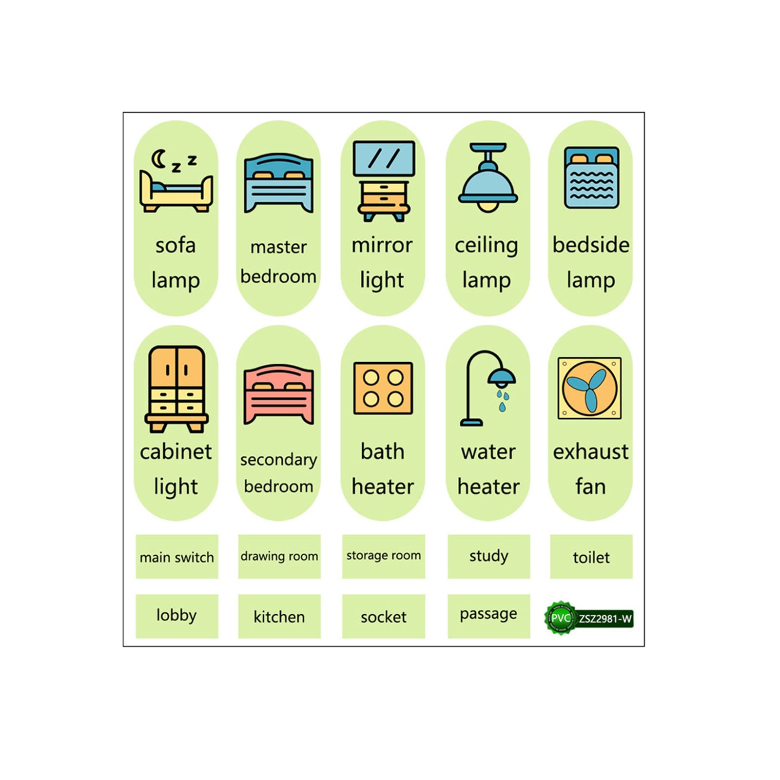 Boping Store Glow in the Dark English Light Switch Decals - Creative Wall Stickers for Living Room, Bedroom & Home Decor - Perfect for Nighttime Navigation and Kids' Rooms