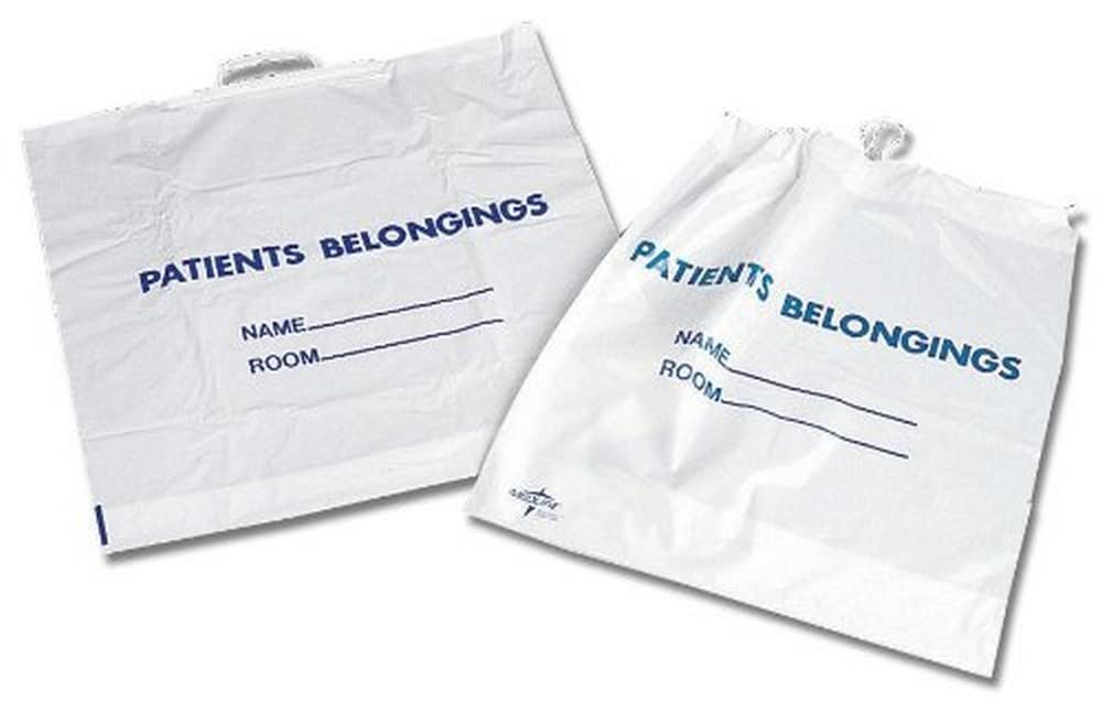 Medline Clear Plastic Patient Belongings Bag with Sturdy Handle - 18