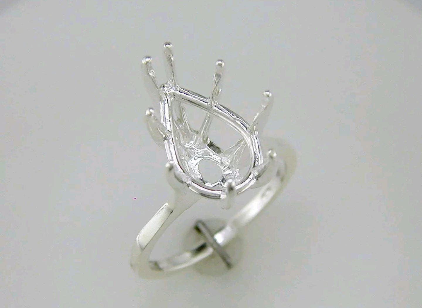 Sterling Silver or 14K Gold 12x8mm to 20x15mm Deep Pear Blank Ring Shank Setting - Size 8 (Item# 163880/143880) - Perfect for Engagement Rings, Wedding Bands & Jewelry Making