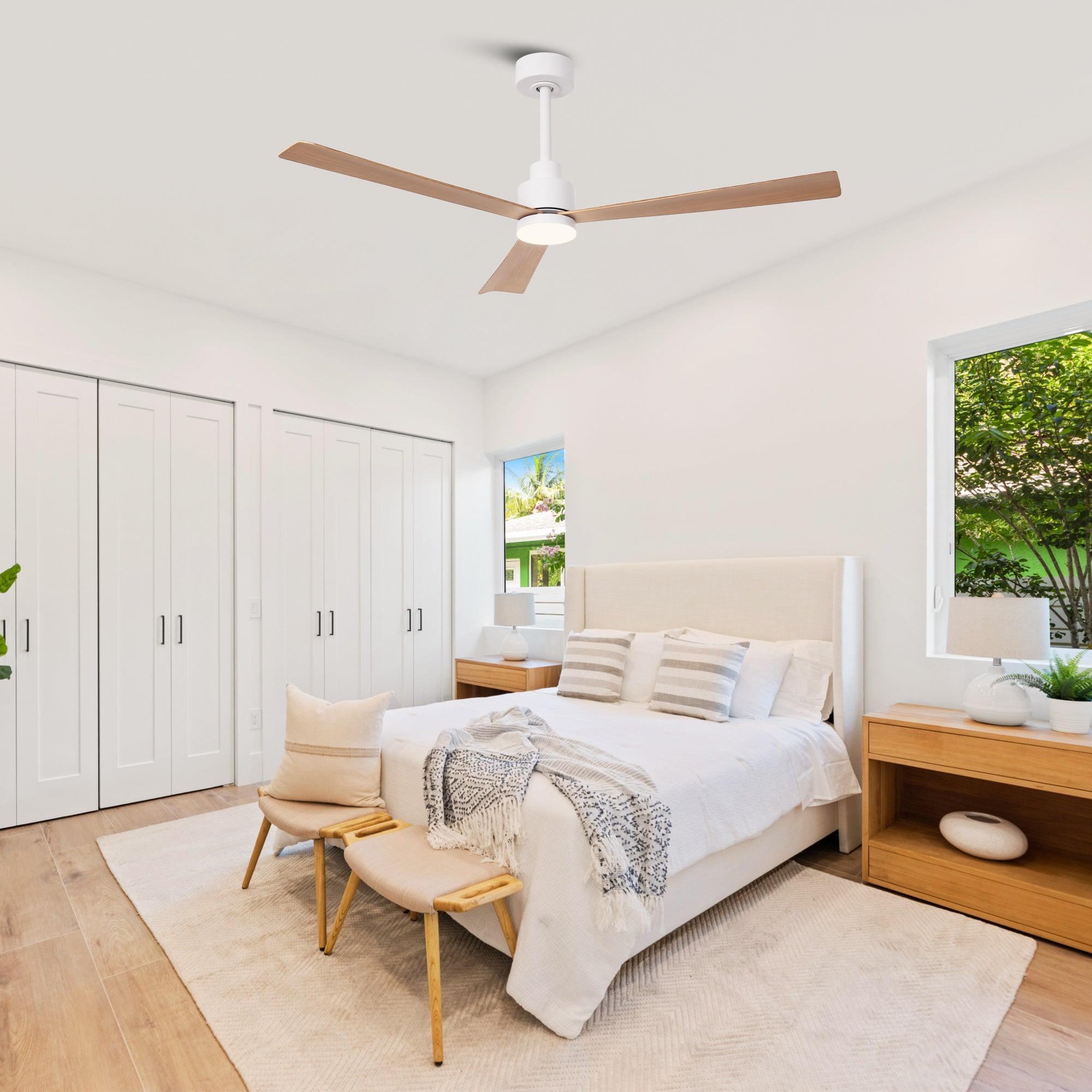 52 Inch Dinah Modern Ceiling Fan with Remote Control & LED Light - Perfect for Living Room, Bedroom, and Office Cooling