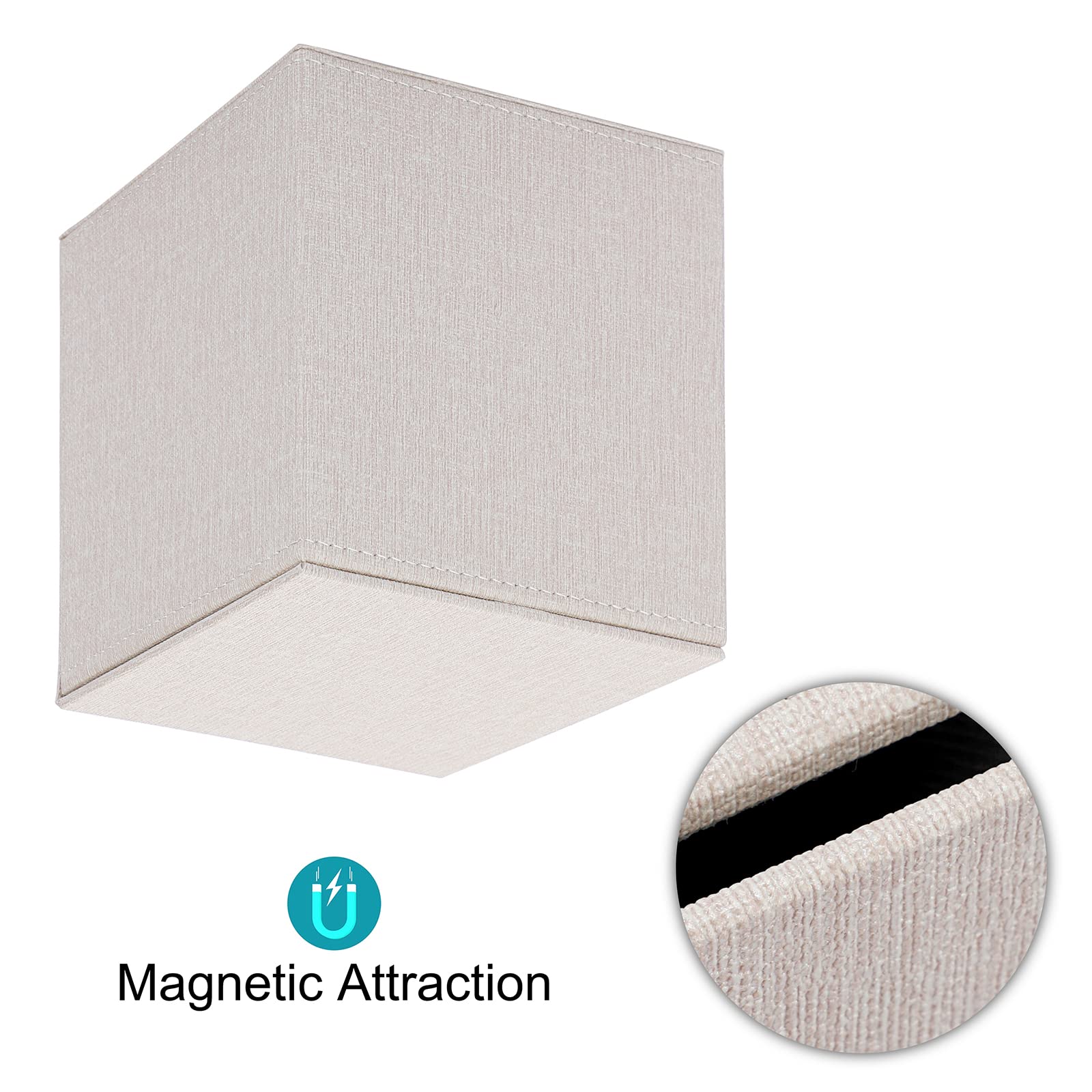 Sumnacon Square Linen Tissue Box Cover - Stylish Magnetic Bottom Cube Tissue Holder for Vanity, Dresser, Nightstand, Office & Car | Decorative Home Decor Accessory in Beige | Perfect for Bathroom, Bedroom & Living Room Organization