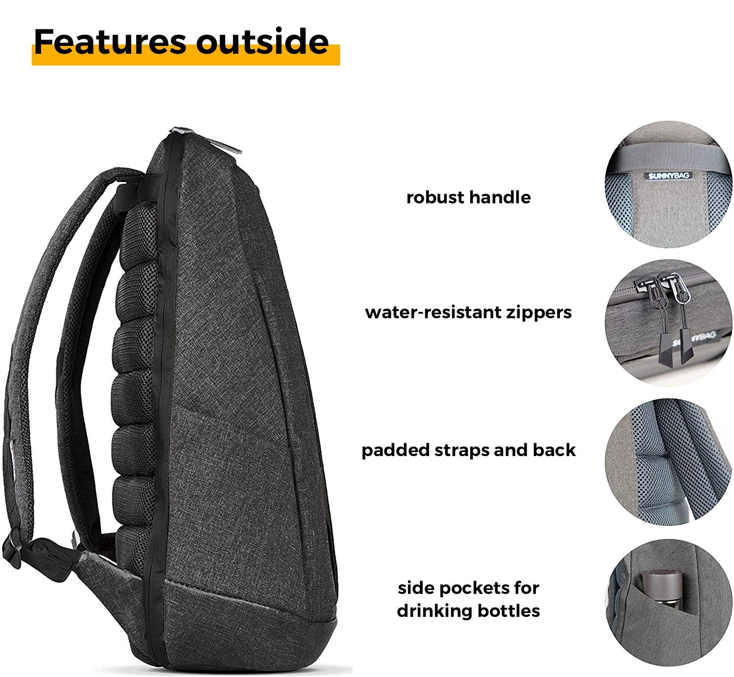 Sunnybag Iconic Solar Backpack with 7W Integrated Solar Panel & USB Port | 20L Water-Repellent Recycled Laptop Backpack Fits 17