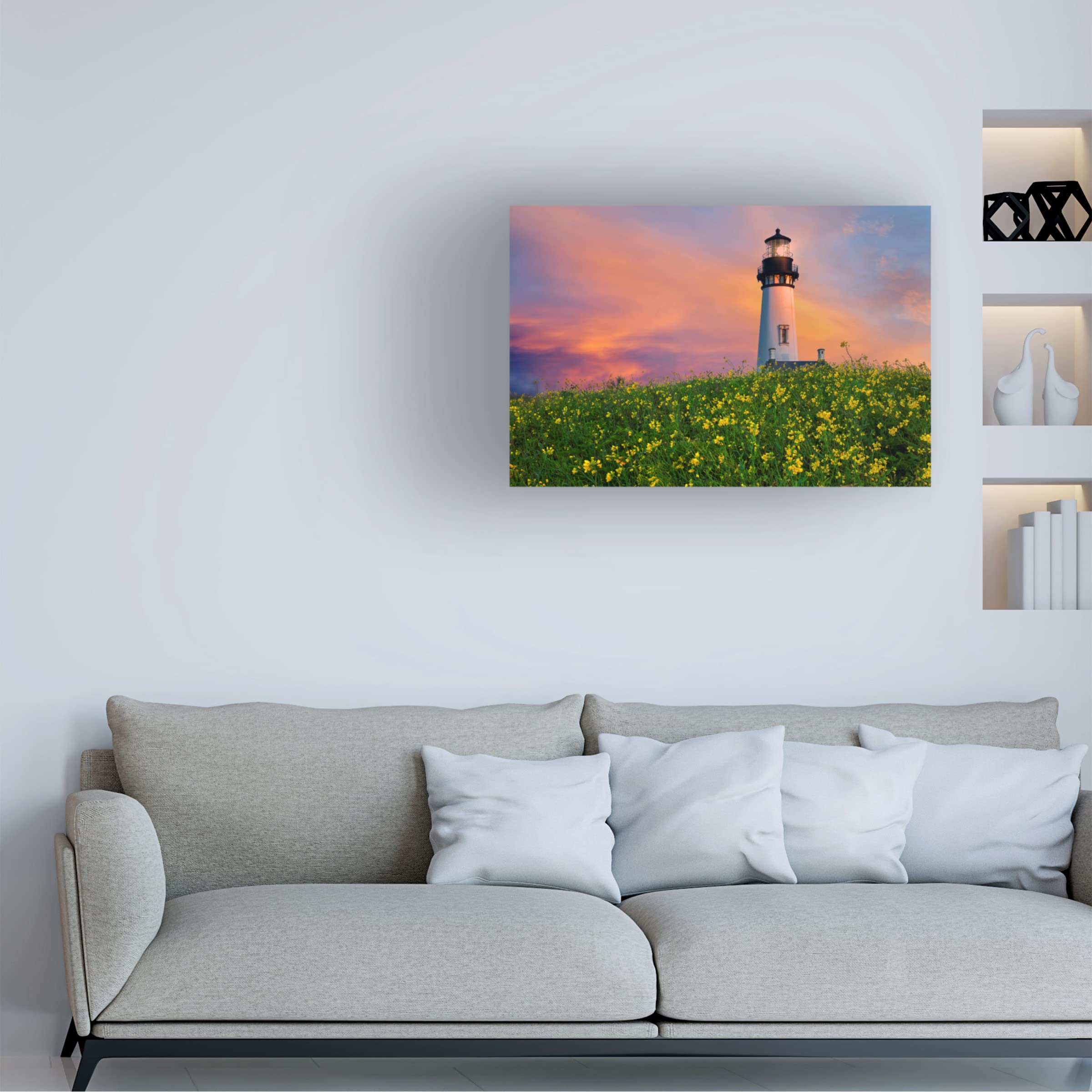 Trademark Fine Art 'Lighthouse' Canvas Wall Art Print by Dennis Frates - Coastal Decor for Living Room, Bedroom & Office