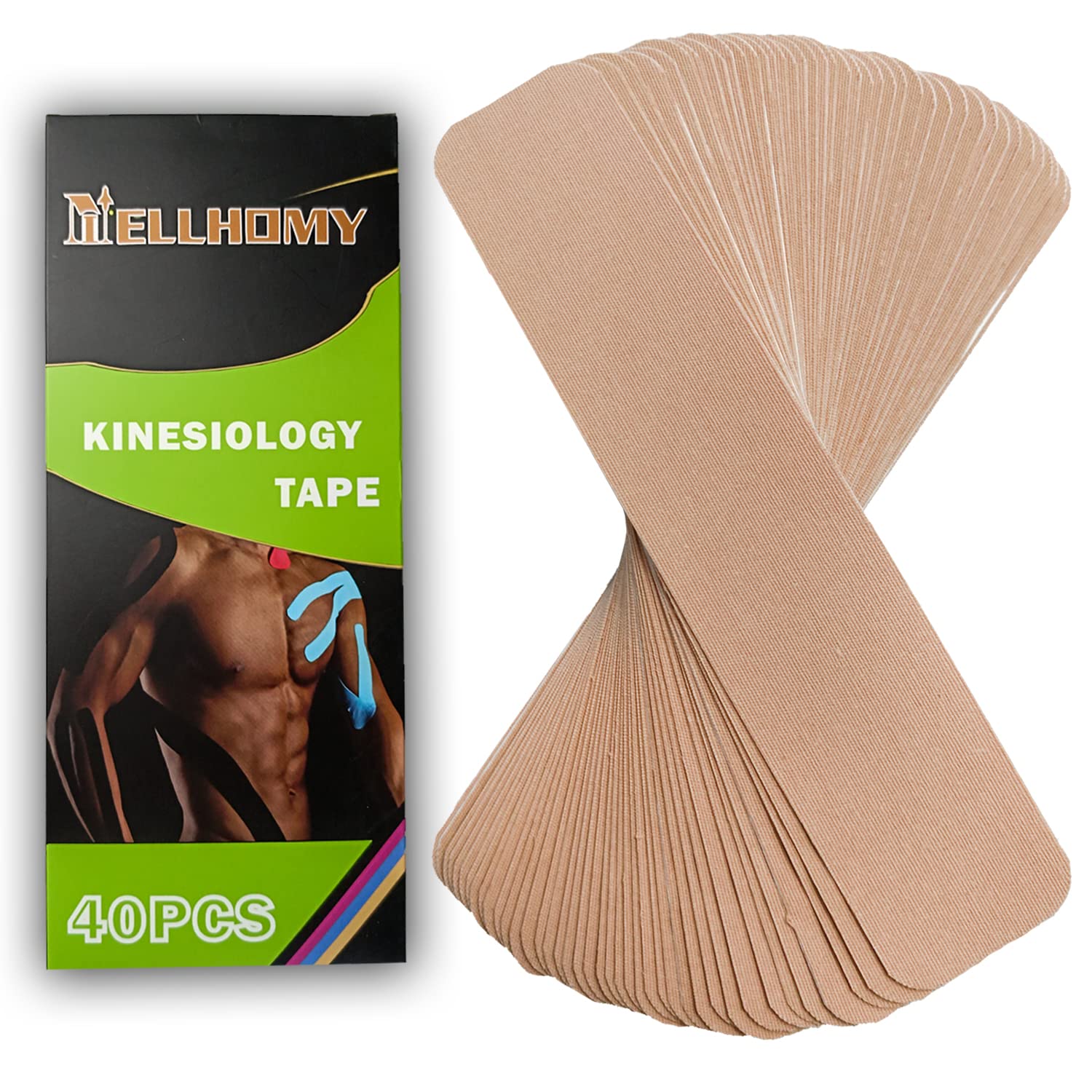 Pro Elastic Kinesiology Tape - 40 Precut Strips | Cotton Waterproof Athletic Tape for Joint Support & Muscle Pain Relief | Ideal for Ankle, Knee & Sports Activities (Skin Color) | Perfect for Workouts, Running & Post-Injury Recovery