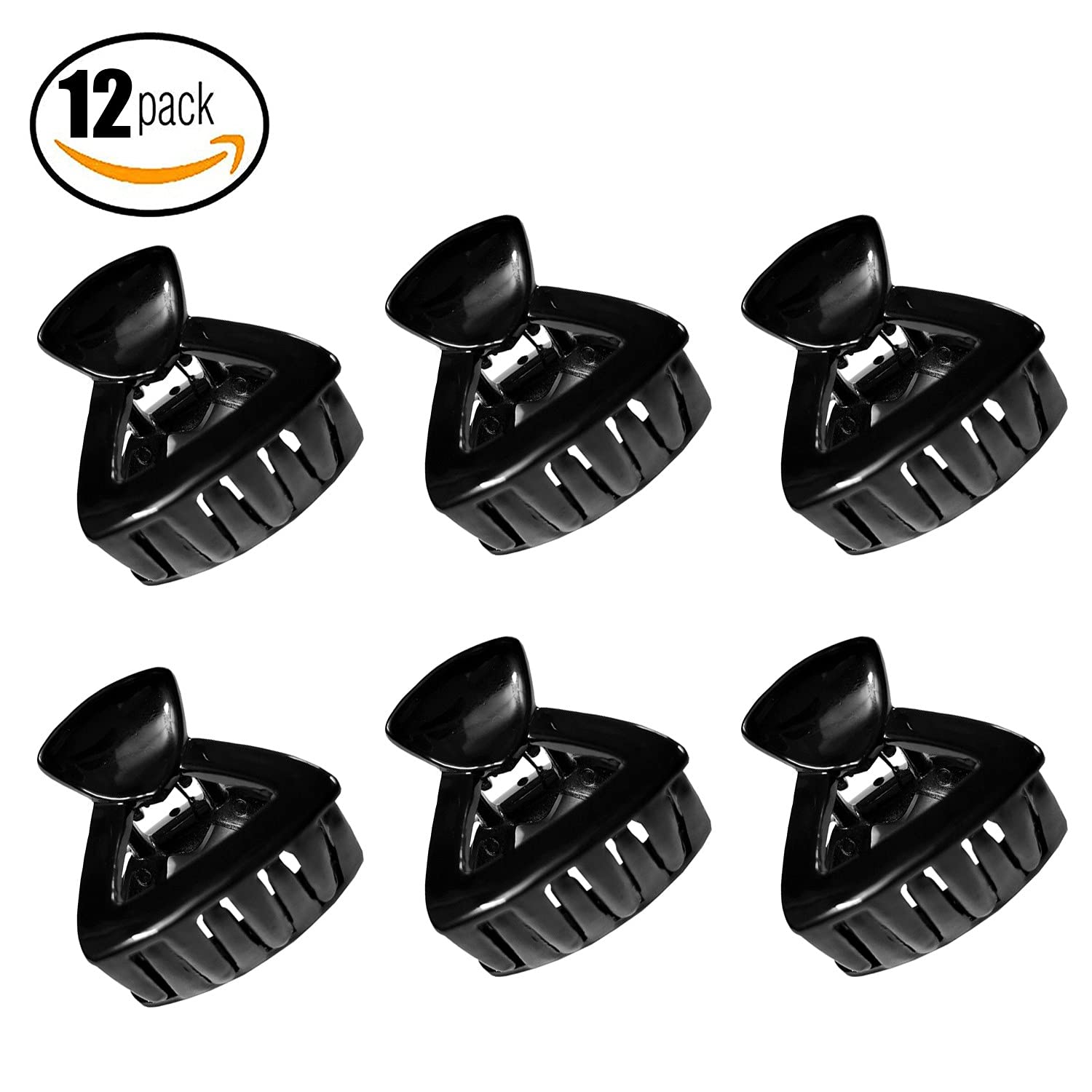 Trendy Women's Hair Claws & Clutchers - 12 Pack Black Hair Clips for Women & Girls - Perfect for Daily Use, Work, School & Casual Styling