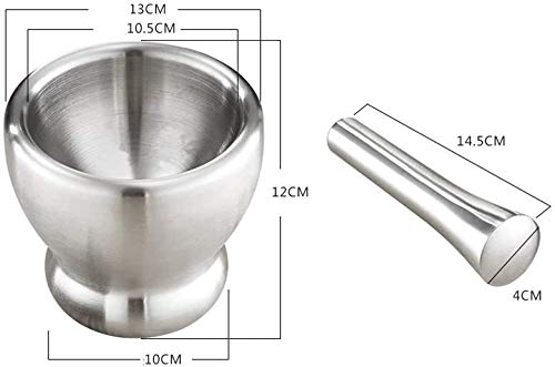 Premium 304 Stainless Steel Mortar and Pestle Set - Spice Grinder, Herb Crusher & Garlic Press for Fresh Seasonings - Perfect for Kitchen, Pharmacy, and Herbal Medicine Preparation