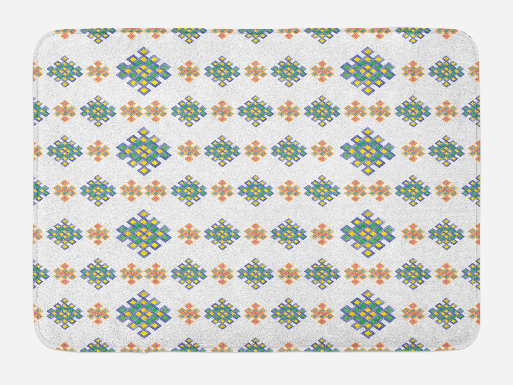 Ambesonne Celtic Bath Mat - Pastel Geometric Hexagon Design, Non-Slip Plush Bathroom Rug, 30.2