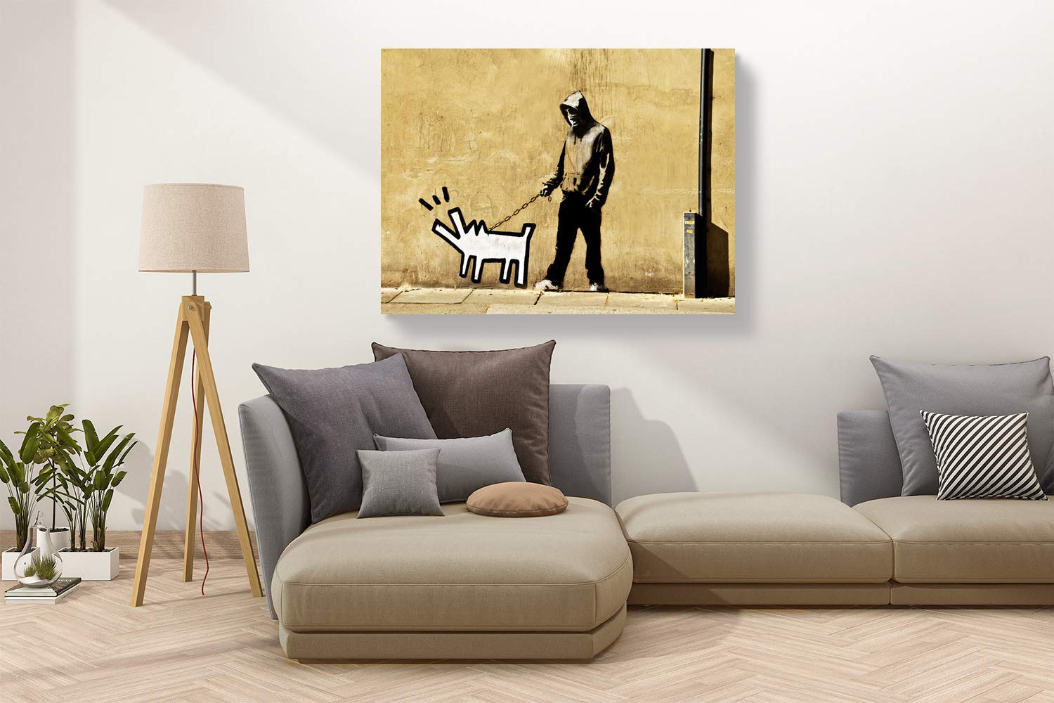 Banksy Inspired Street Art Canvas Print - Anonymous Graffiti Artwork from Grange Road, Bermondsey London - 120x90 cm Wall Decor for Living Room, Bedroom & Office
