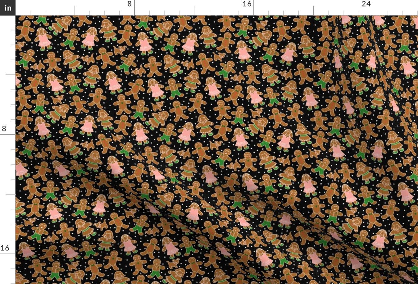 Gingerbread Cookies Christmas Fabric - Black Winter Holiday Print on Velvet Upholstery Material | Fat Quarter for Home Decor, Apparel & DIY Crafts | Perfect for Holiday Pillows, Table Runners & Seasonal Decorations