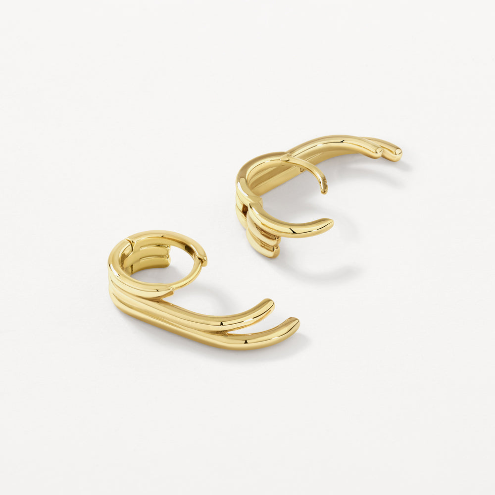 Gold Triple Lobe Cuff Huggie Earrings for Women - Trendy Cartilage Hoop Earrings for Everyday Wear & Special Occasions