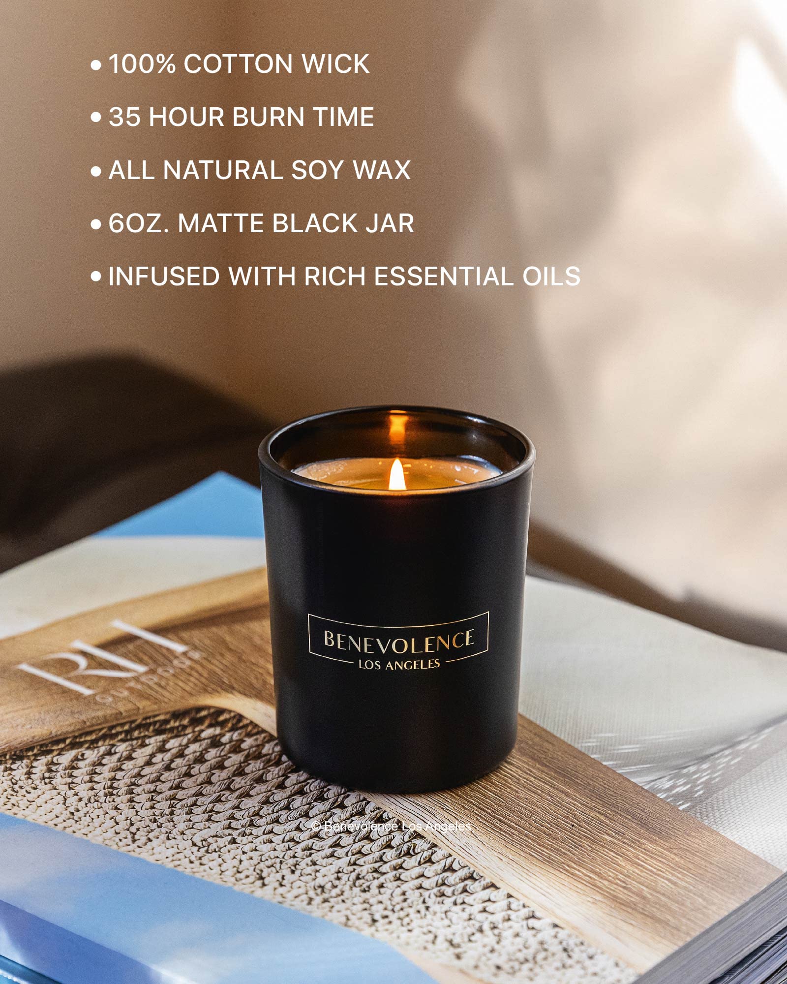 Rose & Sandalwood Scented Soy Candle - 6oz Home Fragrance for Relaxation