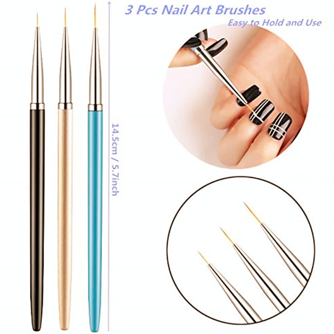 Professional Nail Art Brushes Kit - 10PCS Gel Polish Nail Design Painting Tools Set with Builder Gel Brush, Liner Brush & Dotting Pen for DIY Manicure & Salon Use | Perfect for Home Nail Care, Professional Nail Artists & Beauty Salons