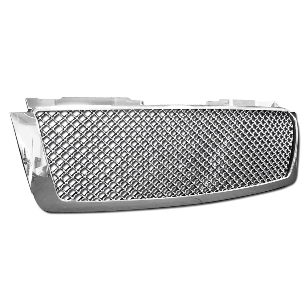 Chrome Mesh Front Bumper Grille Guard - ABS 1-Piece Design for 2007-2013 Chevy Avalanche & 2007-2014 Tahoe Suburban - Off-Road Protection & Custom Styling Upgrade