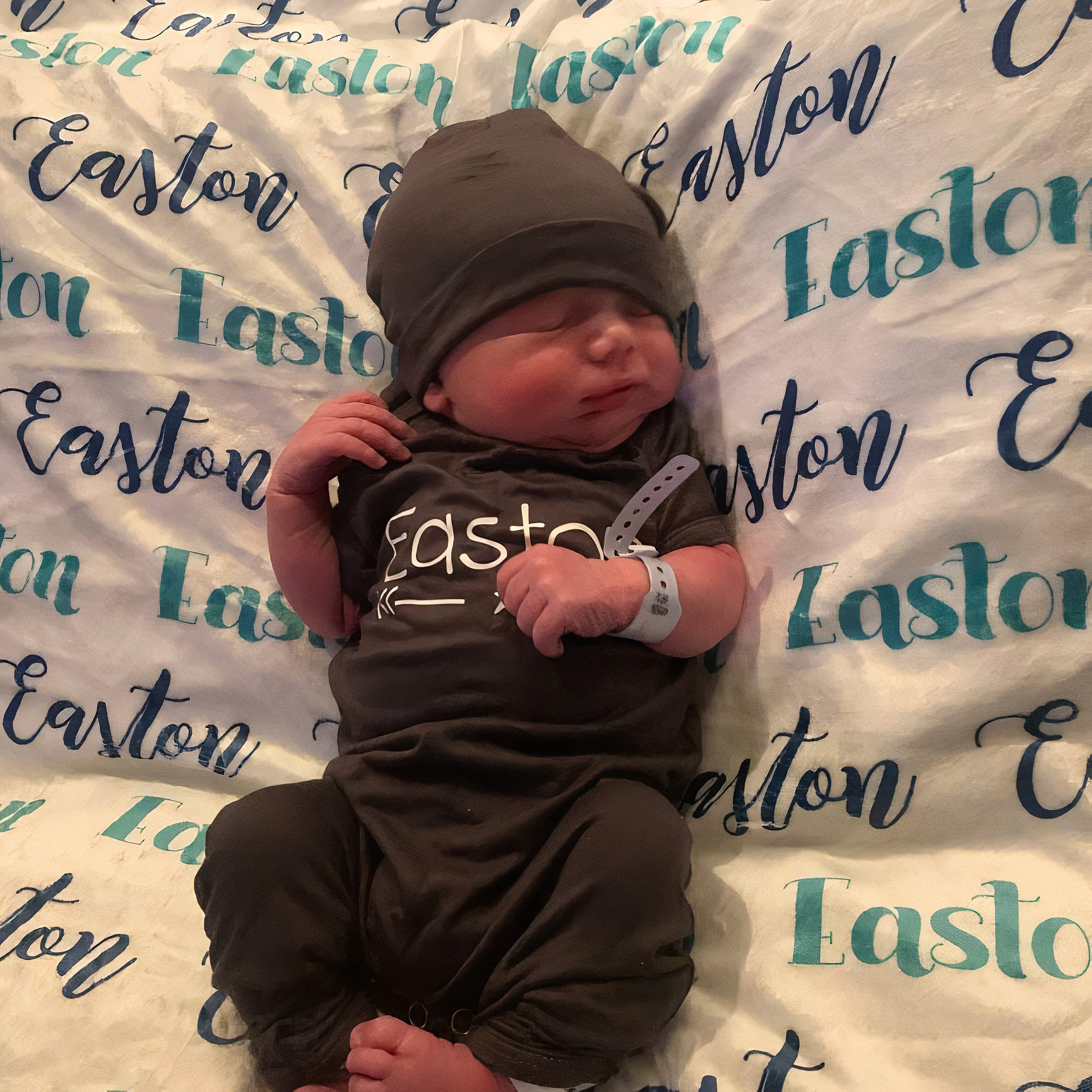 Personalized Baby Blanket with Custom Name - Handmade Soft & Cozy Blanket for Boys & Girls - Perfect Baby Shower, Christmas & Mother’s Day Gift - King Size - NCHI_Easton-Baby (Great for Nursery, Stroller & Photo Props)