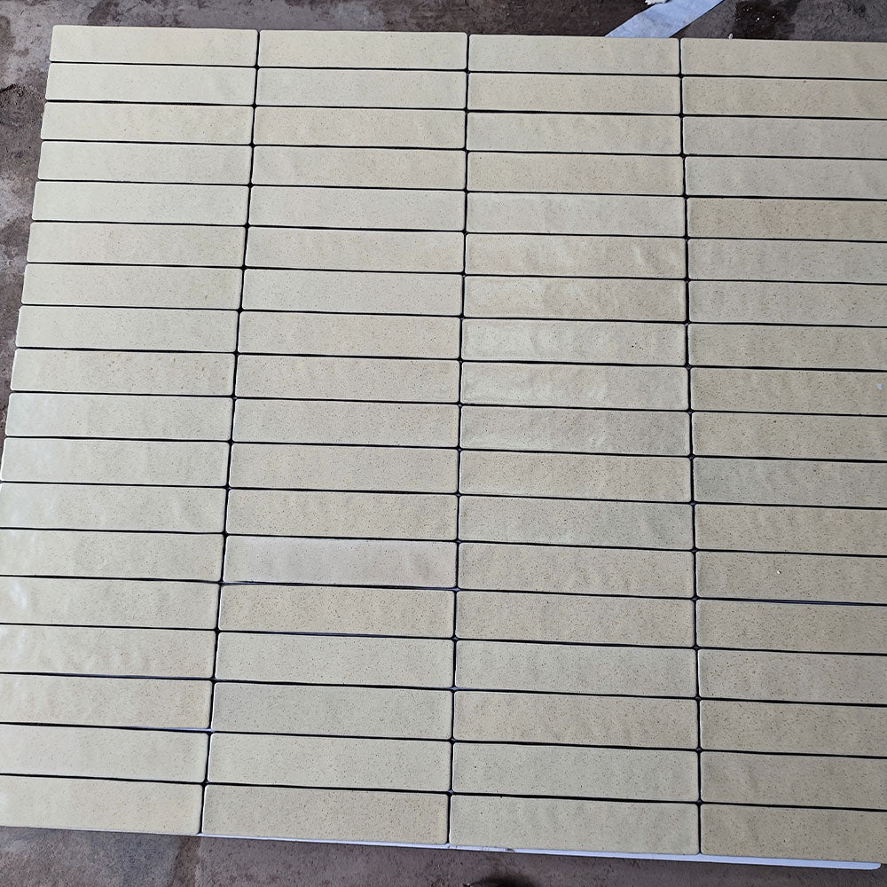 Handmade Mykonos Cream 50X250 Zellige Matte Subway Tile - Perfect for Kitchen Backsplash, Bathroom Walls & Mediterranean Style Home Decor