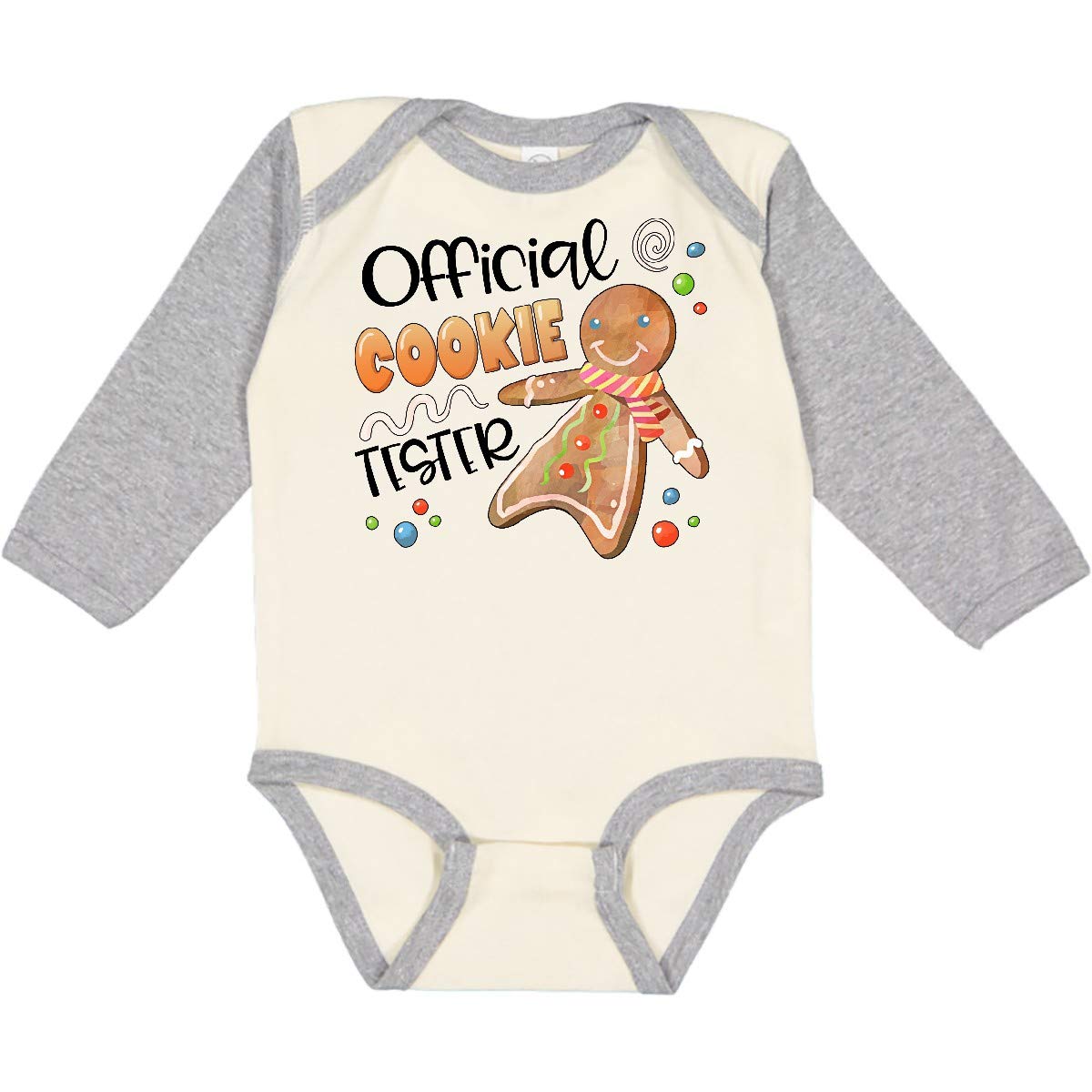 Inktastic Official Cookie Tester Cute Gingerbread Long Sleeve Baby Bodysuit - Perfect for Christmas, Holiday Photos & Winter Family Outings