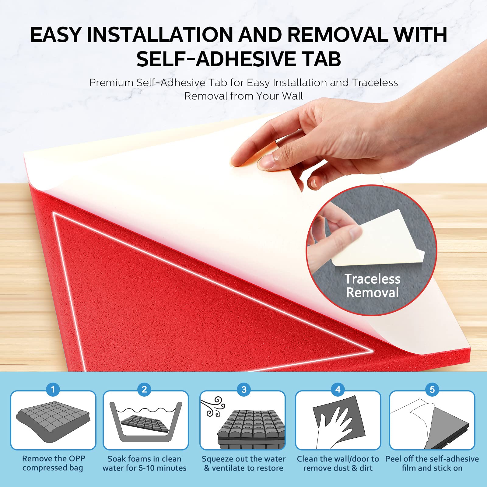 24 Pack Soundproof Foam Panels - 12x12x2 Inch Peel and Stick Acoustic Wall Padding for Music Studios & Home Theaters | Noise Reduction, Sound Absorption, Decorative Red Acoustic Panels for Walls (Perfect for Recording Studios, Home Offices, and Soundproofing Rooms)