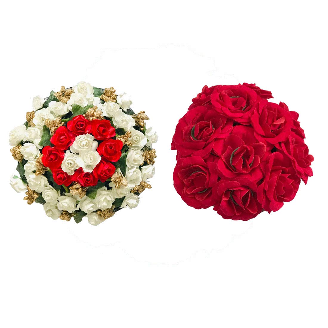 GuruEmbellish Fancy Flower Hair Juda Gajra Combo Set - 3 Pack Floral Hair Accessories for Women & Girls | Perfect for Weddings, Parties & Festive Occasions