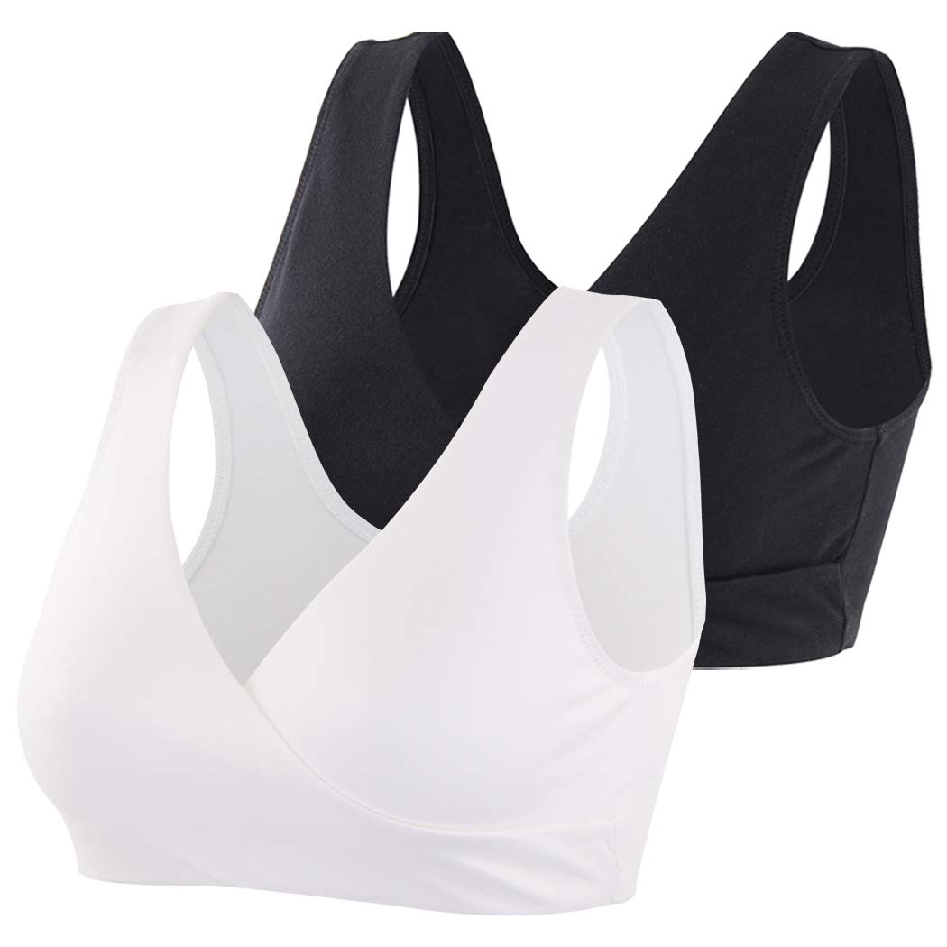 KUCI Wireless Maternity Nursing Bra - Soft Cotton Breastfeeding Bra for Comfort & Sleep - Perfect for Nursing Moms at Home or Travel