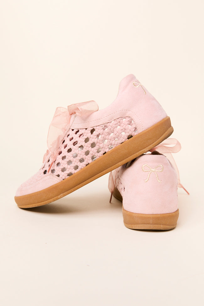 Julie Blush Crochet Detailed Sneakers - Women's Fashion Lace-Up Casual Shoes for Spring & Summer | Perfect for Outfits, Dates, and Beach Walks