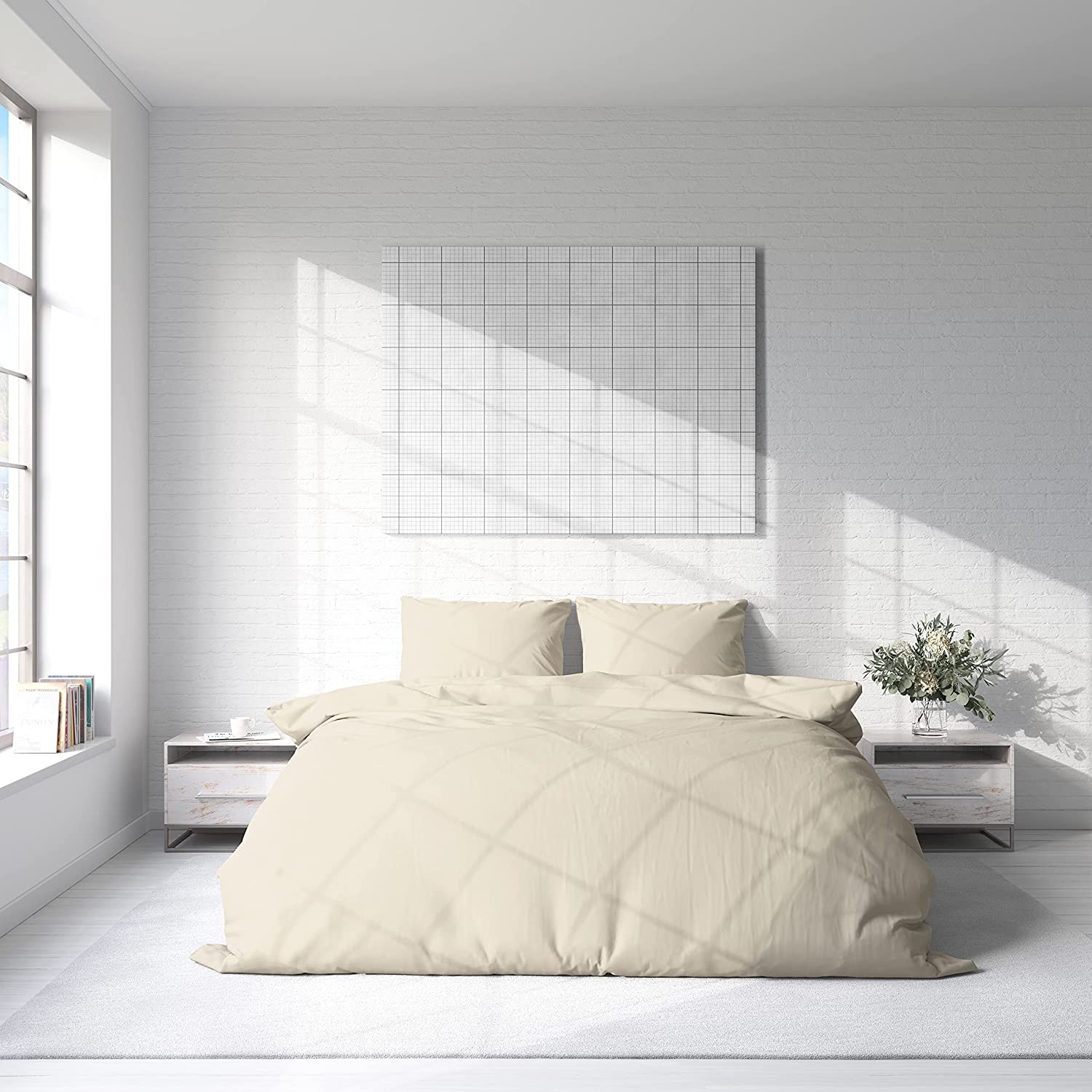 Premium 800 Thread Count Egyptian Cotton Duvet Cover Set - Super King Size with Zipper Closure & Corner Ties (Ivory) | 1 Duvet Cover + 2 Pillow Shams | Luxury Bedding for Master Bedroom, Guest Room & Hotel Use