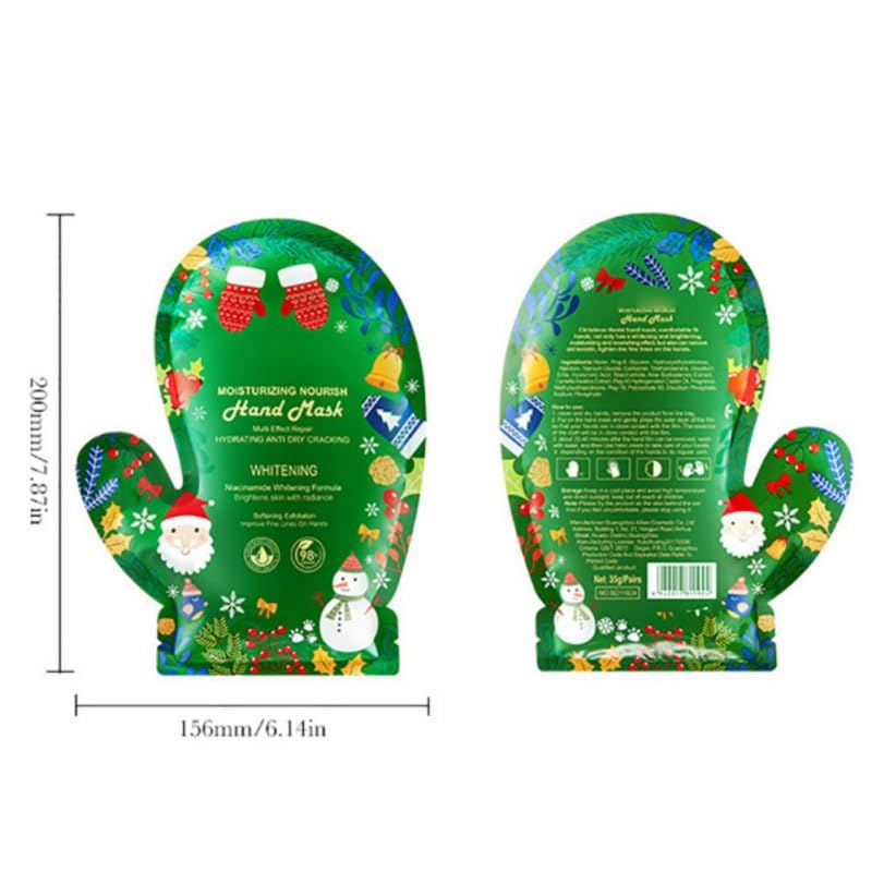 Naolve Christmas Nicotinamide Moisturizing Hand & Foot Mask Gift Set - Travel Size for Women & Girls - Deep Hydration for Dry, Dark & Rough Skin - Perfect for Holiday Gifting, Self-Care & Spa Nights (Hand Size)