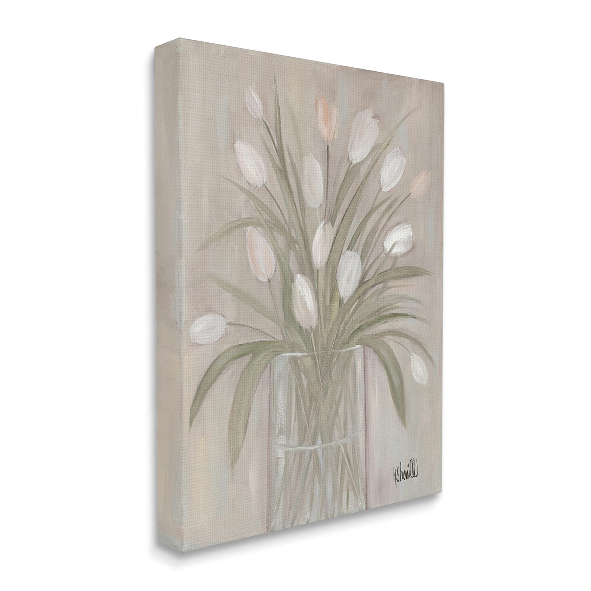 Stupell Industries White Tulip Flowers in Glass Jar Classic Still Life Canvas Wall Art - 36